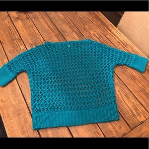 Chico’s Size 2 Open Weave Turquoise Sweater